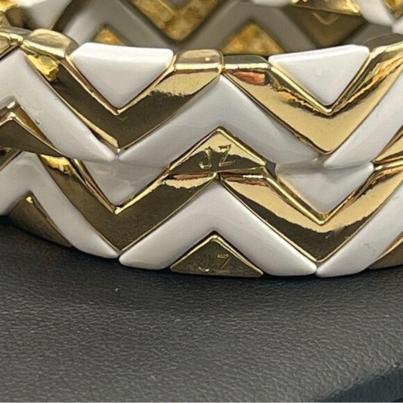 Enamel Tile Stretch Stackable White Gold Set of 3 Bracelets - Picture 5 of 6